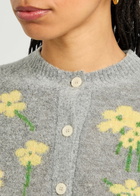 Bernadette Nonna Floral-intarsia Wool-blend Cardigan Grey