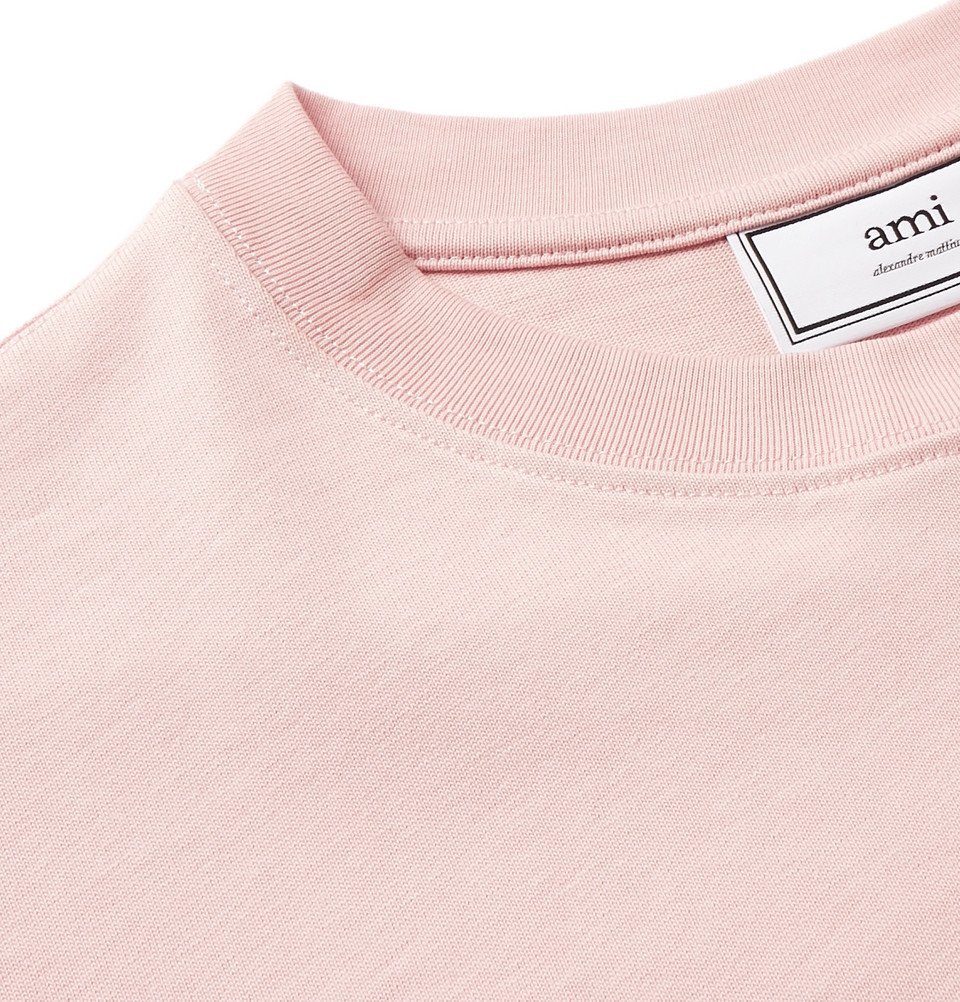 AMI - Oversized Logo-Appliquéd Cotton-Jersey T-Shirt - Pink AMI