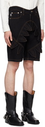 Juntae Kim Black Petal Denim Shorts