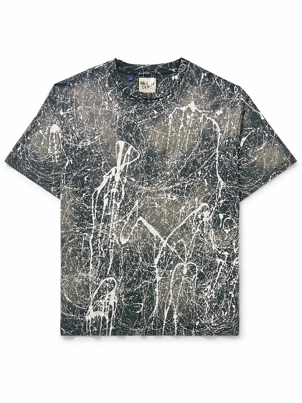 Photo: Gallery Dept. - Paint-Splattered Bleached Cotton-Jersey T-Shirt - Black