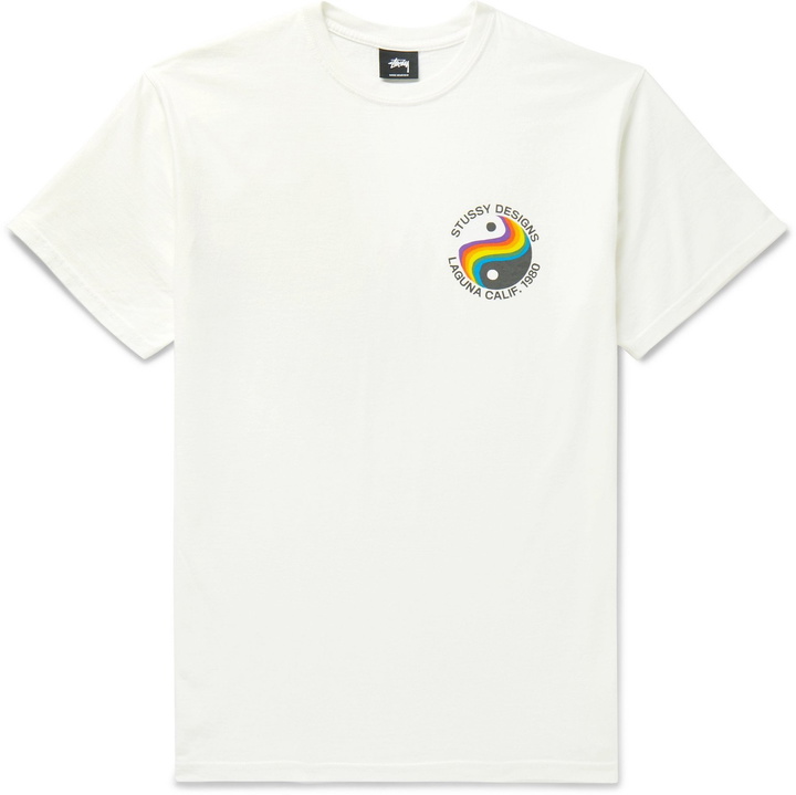 Photo: Stüssy - Laguna 80 Printed Pigment-Dyed Cotton-Jersey T-Shirt - White