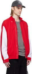 KUSIKOHC Red & White Full Zip Fleece Track Jacket