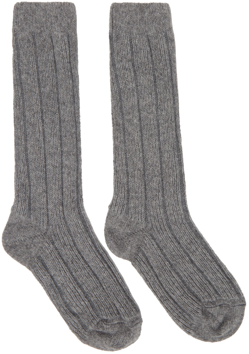 Thom Browne Grey Rib Stitch Socks Thom Browne