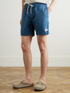 Portuguese Flannel - Straight-Leg Embroidered Ramie Drawstring Shorts - Blue