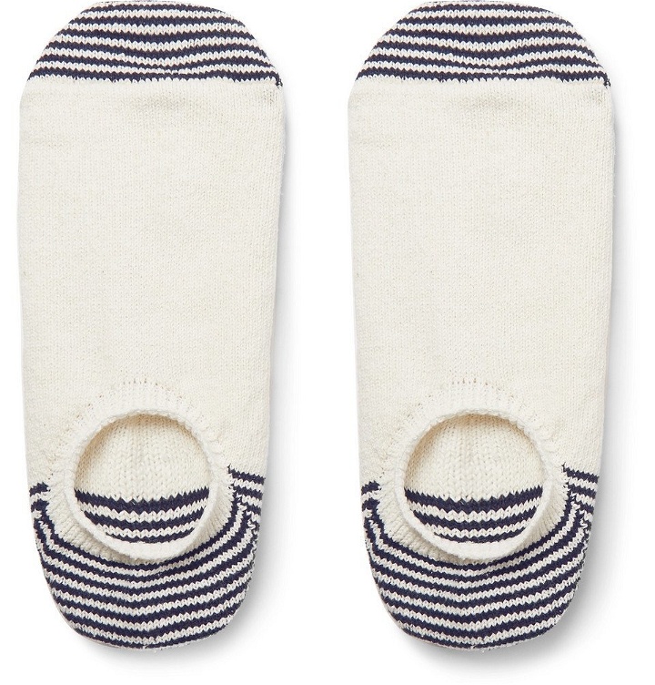 Photo: Anonymous Ism - Striped Knit No-Show Socks - White