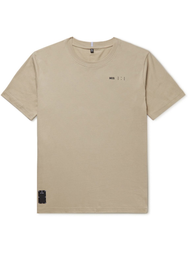 Photo: MCQ - Logo-Appliquéd Printed Cotton-Jersey T-Shirt - Neutrals