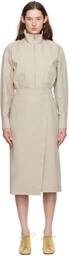 LOW CLASSIC Beige Wrap Midi Dress