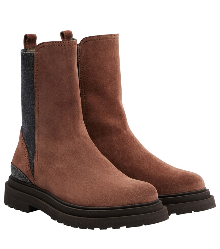 Photo: Brunello Cucinelli Monili suede Chelsea boots