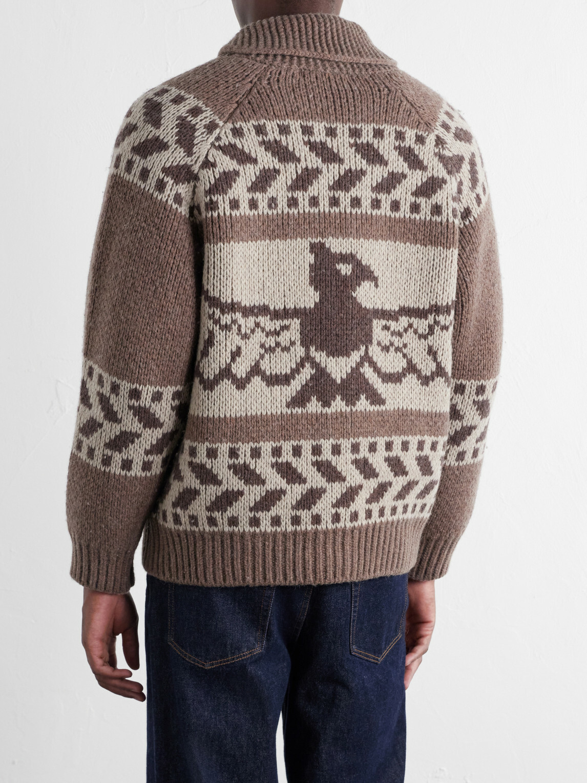 FrizmWORKS - Thunderbird Wool-Blend Jacquard Zip-Up Sweater - Brown