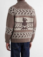 FrizmWORKS - Thunderbird Wool-Blend Jacquard Zip-Up Sweater - Brown