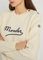 Moncler Logo-embroidered Cotton-blend Jumper Cream