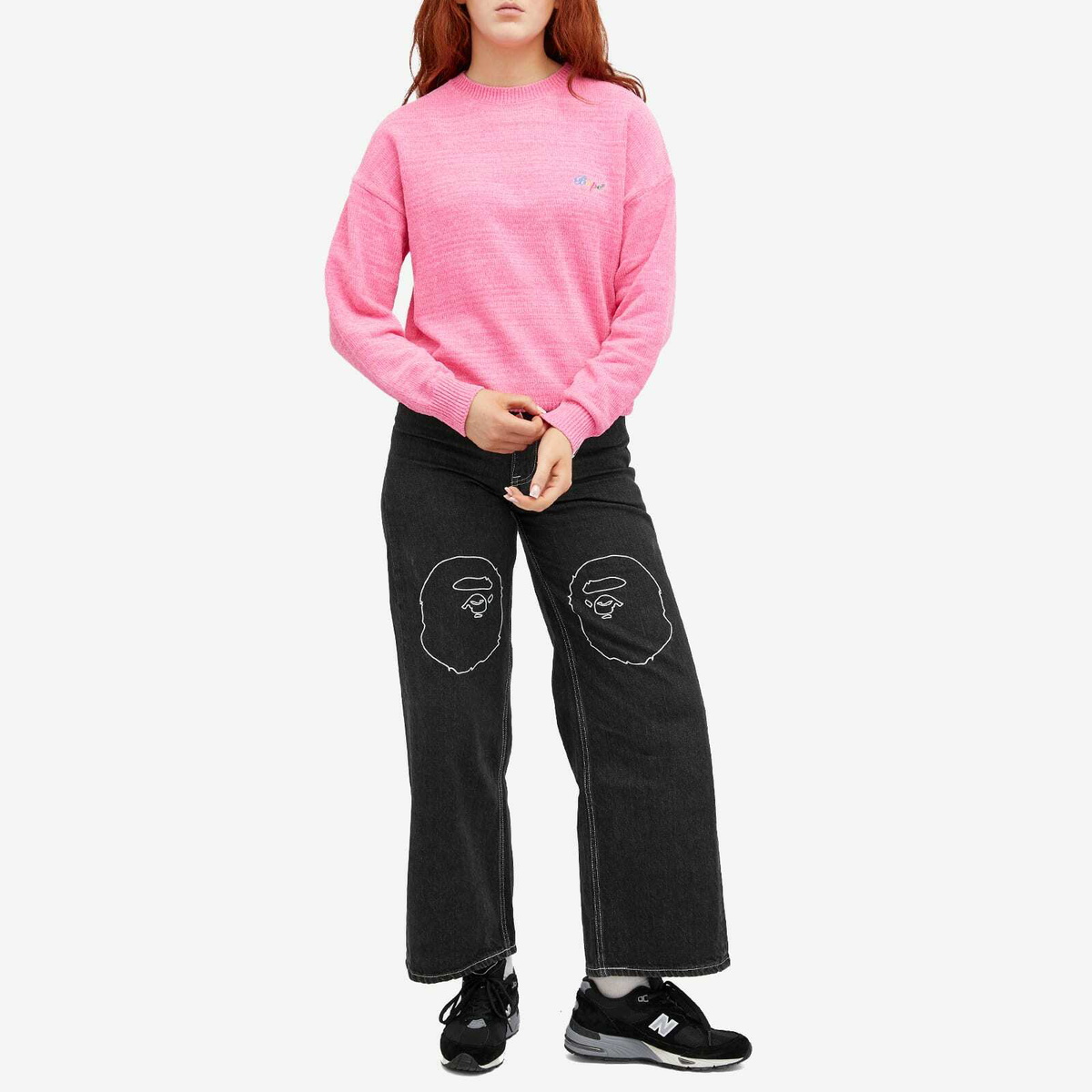A Bathing Ape Women's Ape Head Oversized Jeans in Black