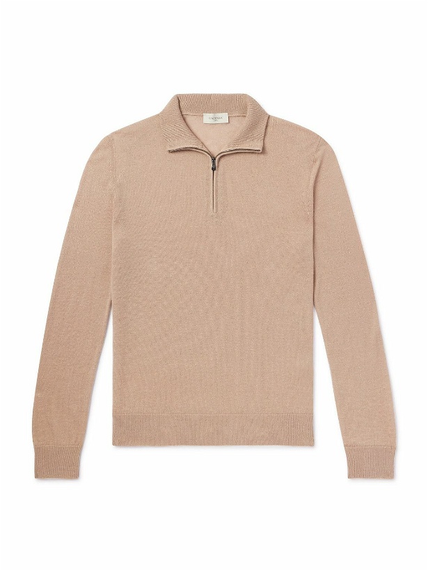 Photo: PIACENZA 1733 - Silk and Cashmere-Blend Half-Zip Sweater - Neutrals