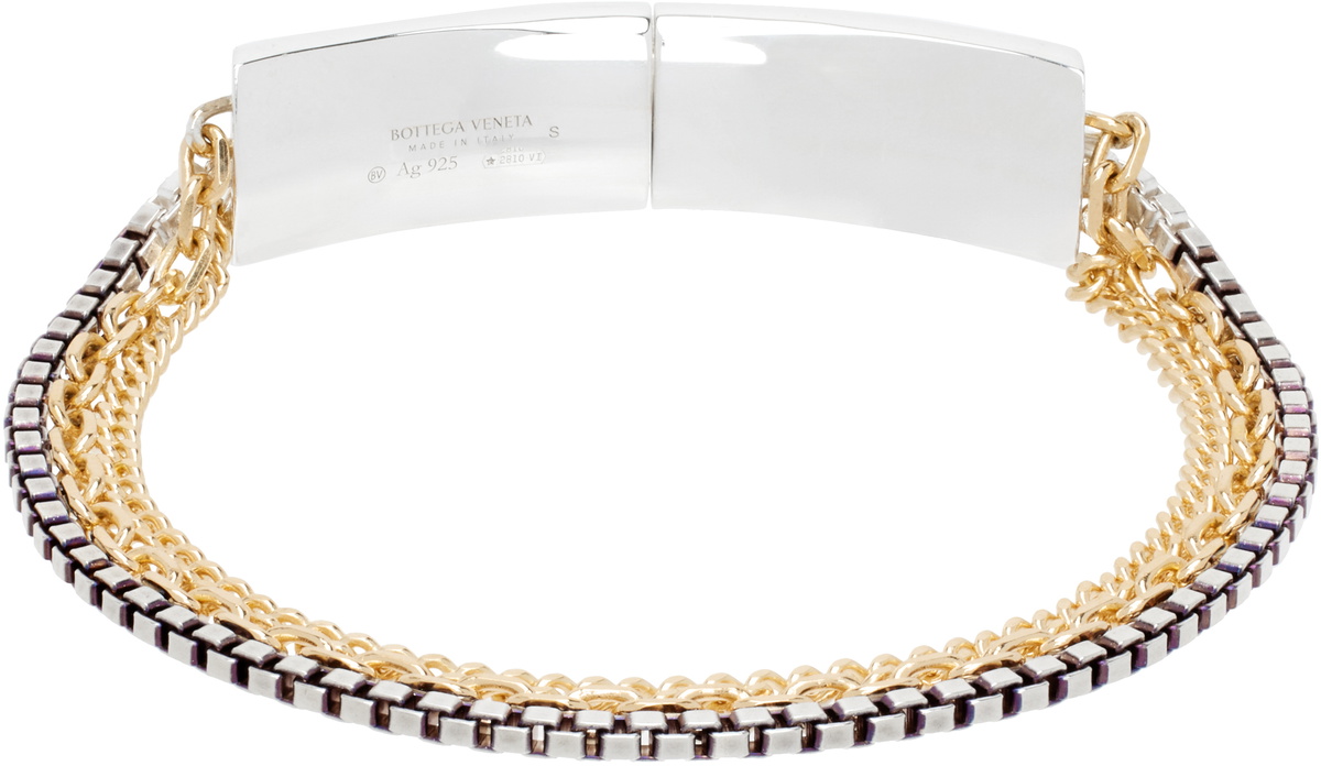Bottega Veneta Gold & Silver Detail Chain Bracelet