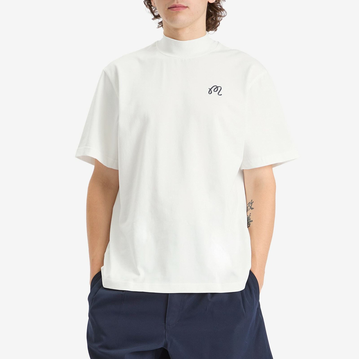 Malbon Men's Mare Mockneck T-Shirt in White Malbon Golf