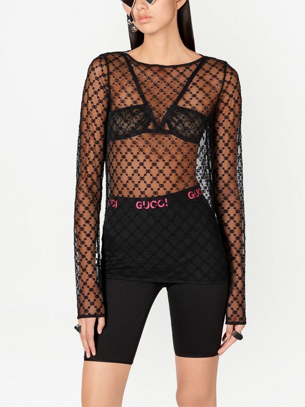Gucci Black GG Star Tulle Top Gucci
