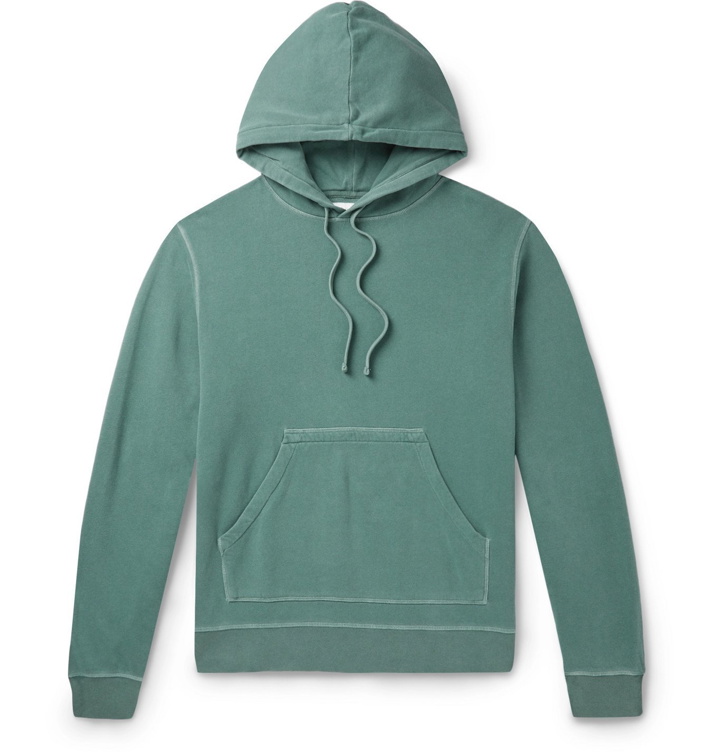 Photo: Officine Generale - Olivier Garment-Dyed Loopback Cotton-Jersey Hoodie - Green