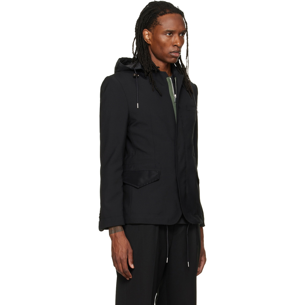 sacai Black Suiting x Nylon Twill Blazer Sacai