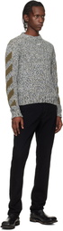 Off-White Gray & Khaki Diagonal Arrow Mouliné Knit Crewneck Sweater