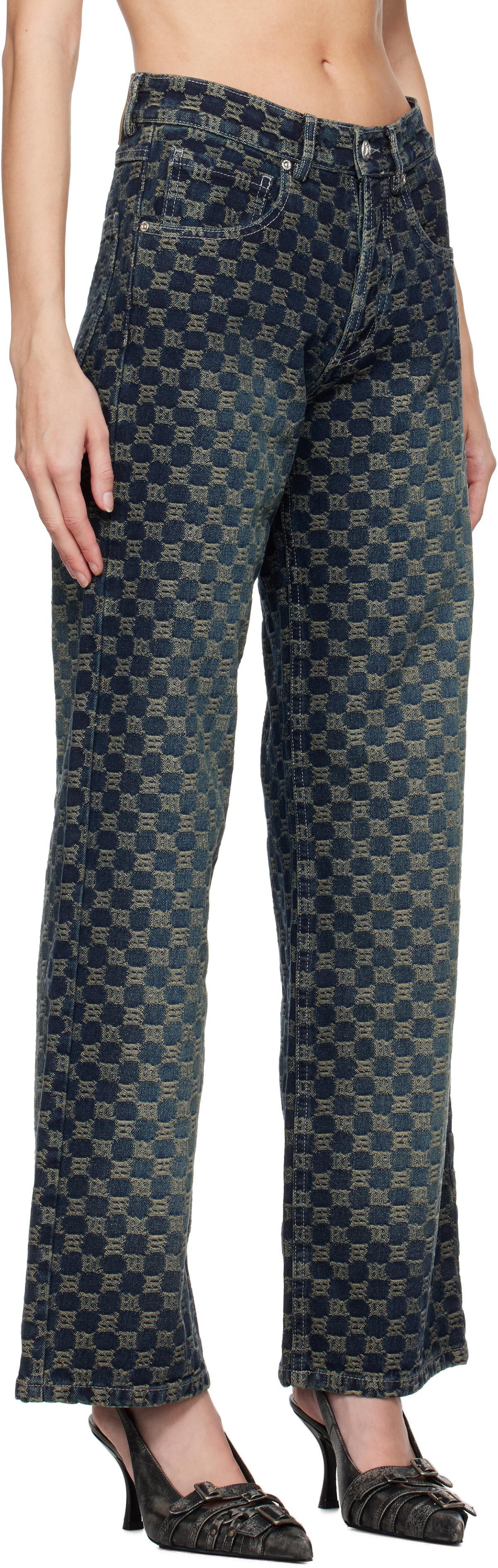 MISBHV Blue Jacquard Monogram Jeans