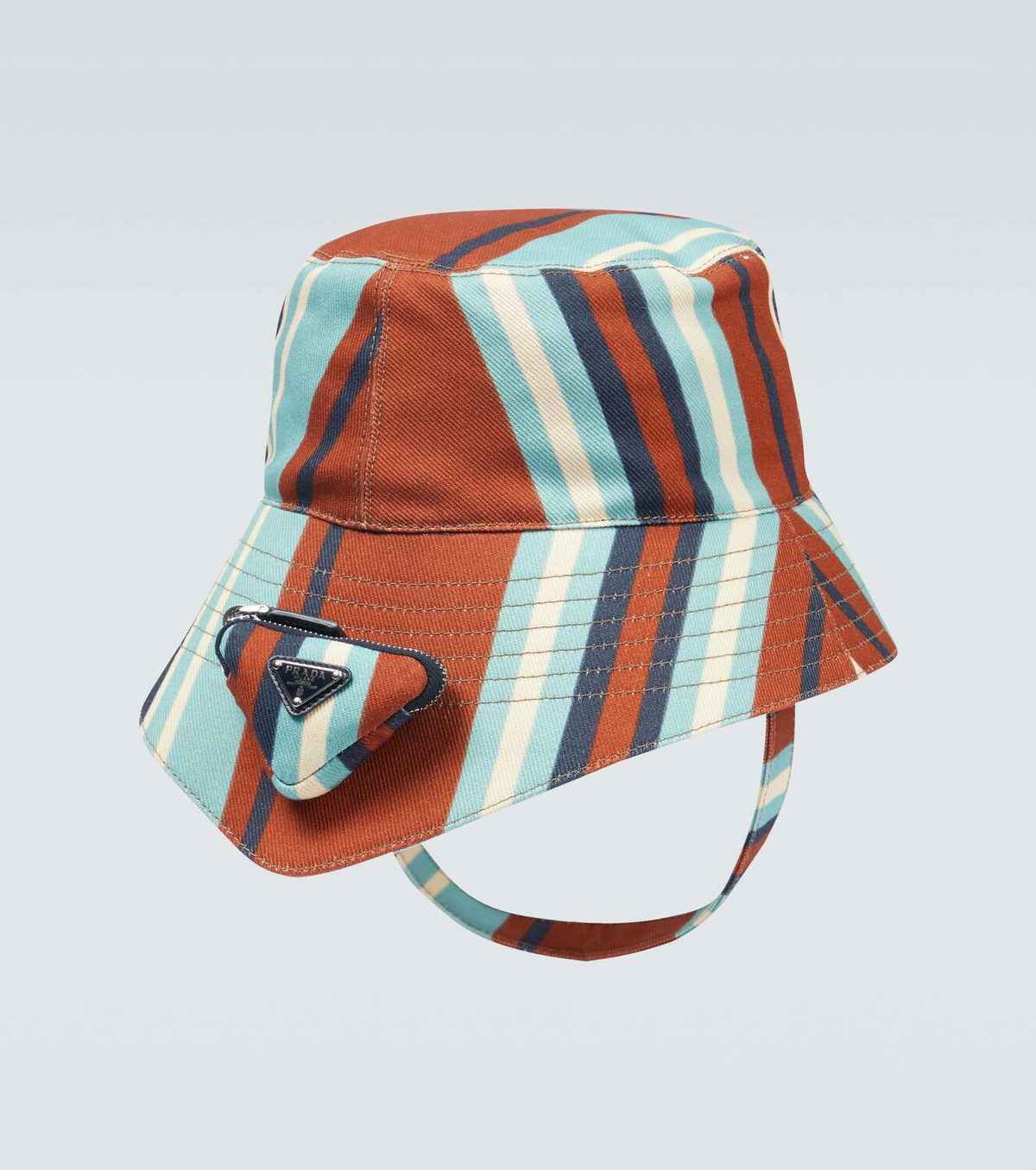 NEW Prada striped bucket hat Prada Raffia Striped Logo Embroidered Womens Bucket Hat M  main image 4