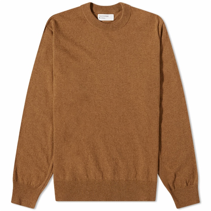 Photo: Universal Works Men's Recycled Wool Crew Knit in Camel