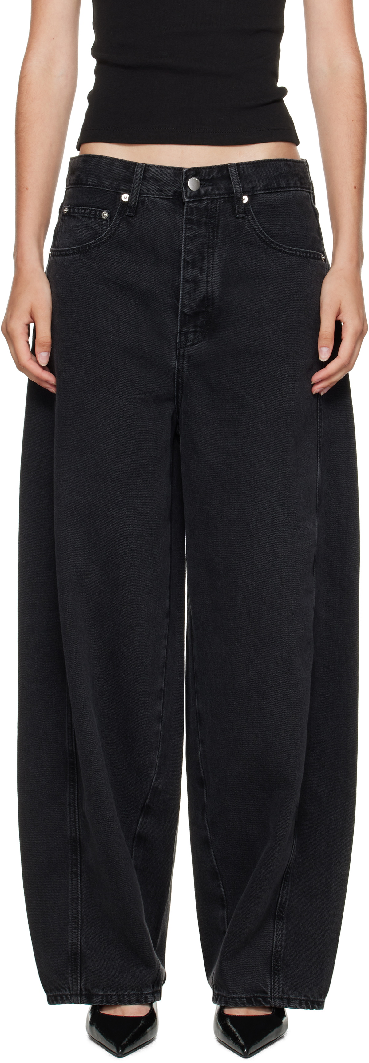 St. Agni Black Outland Denim Edition Mid Rise Balloon Jeans