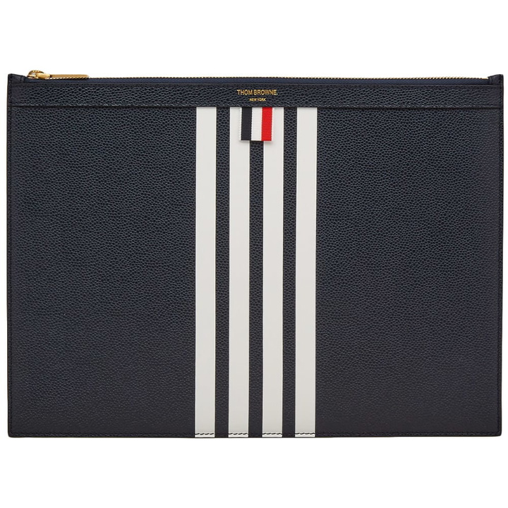 Photo: Thom Browne Four Bar Leather Medium Zip Document Holder