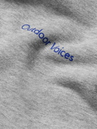 Outdoor Voices - Logo-Print Garment-Dyed Organic Cotton-Jersey Hoodie - Gray