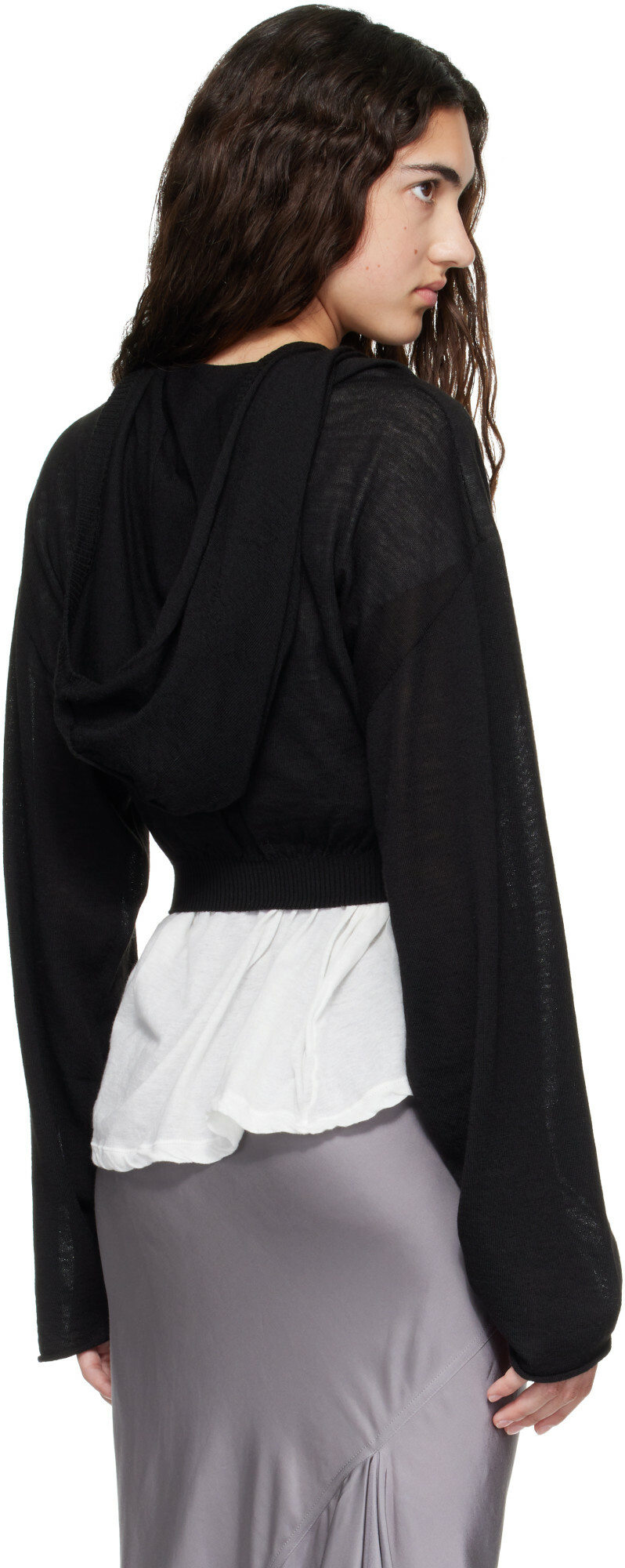 Rick Owens Black Tower Cropped Tunic Hoodie