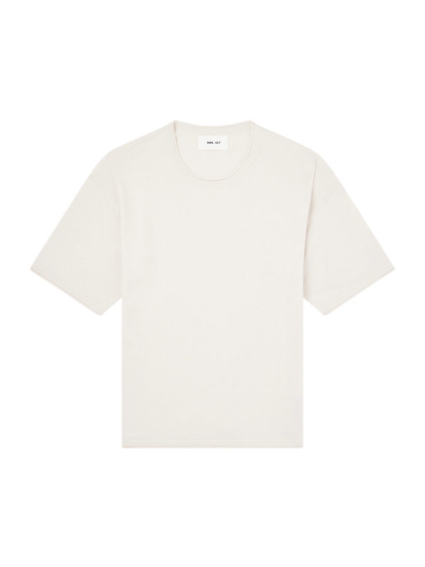 Photo: NN07 - Ryan Knitted Cotton and Linen-Blend T-Shirt - Neutrals
