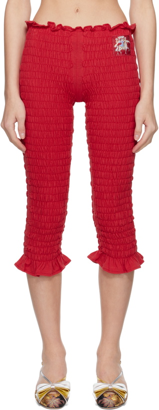 Photo: Conner Ives Red Shirred Capri Trousers