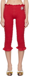 Conner Ives Red Shirred Capri Trousers