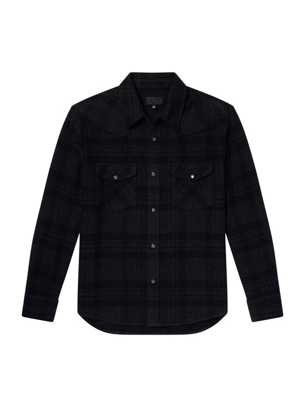 Photo: Nili Lotan - Travis Checked Cashmere Shirt - Black