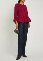 Liberowe Peplum Cashmere Cardigan Dark Pink