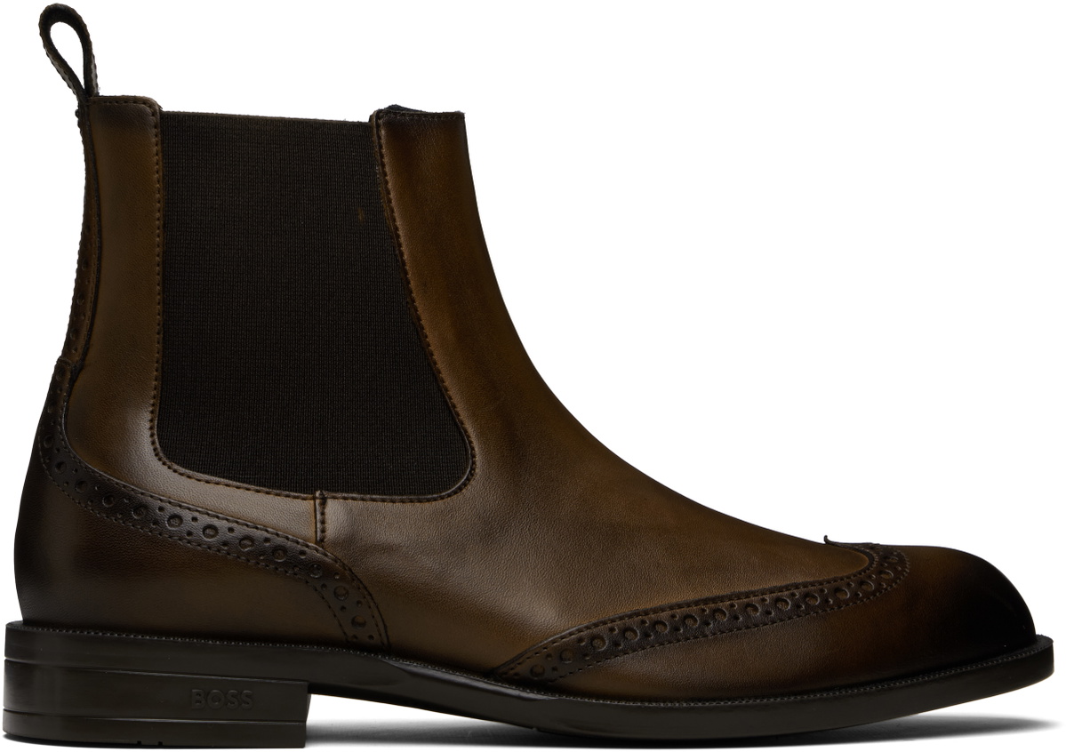BOSS Brown Leather Chelsea Boots