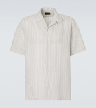 Brioni Striped linen bowling shirt