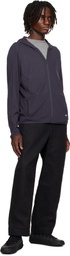 AMOMENTO Gray Mesh Hooded Zip Jacket