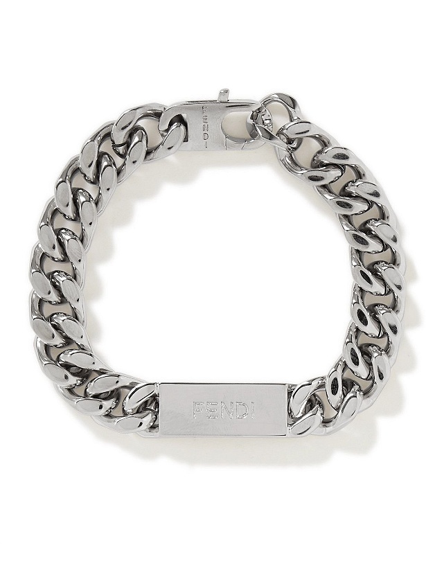 Photo: Fendi - Logo-Engraved Silver-Tone Bracelet - Silver