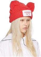 Charles Jeffrey LOVERBOY Red Chunky Ears Beanie