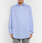 Gucci - Oversized Grandad-Collar Cotton-Poplin Half-Placket Shirt - Men - Light blue