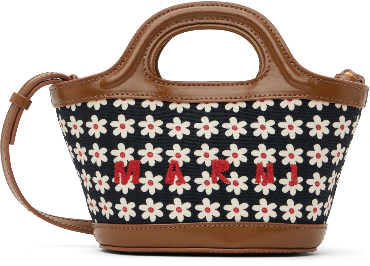 Marni Burgundy & Navy Museo Soft Teddy Tote Bag Marni