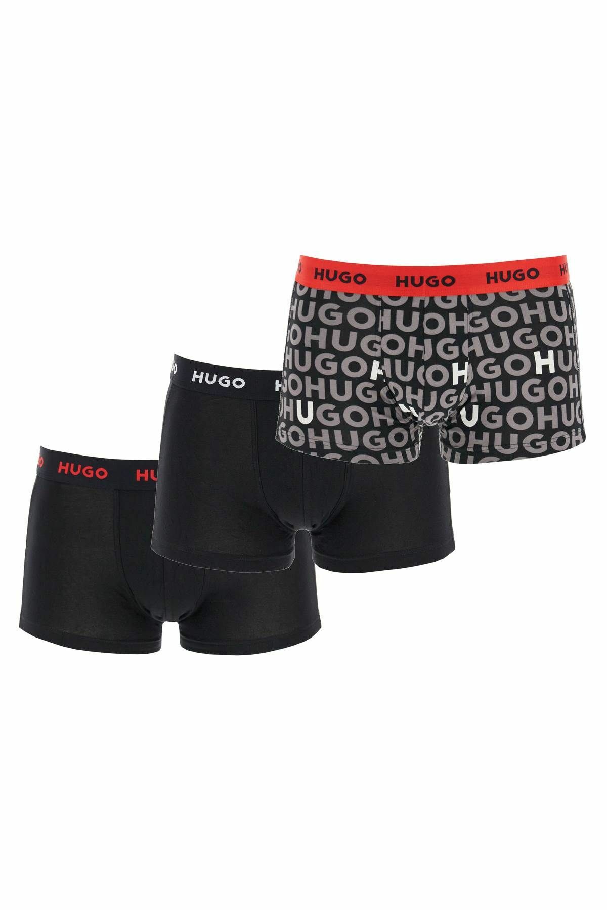 HUGO set di 3 boxer in cotone nero comodi con logo Black Hugo Boss