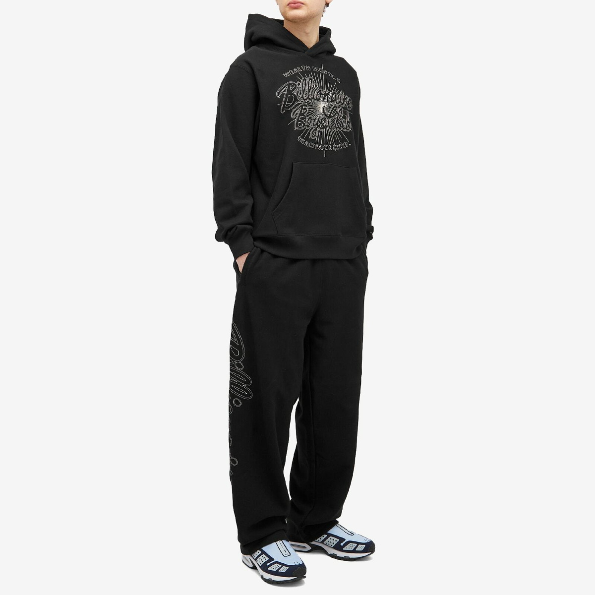 Billionaire Boys Club Men's Script Logo Chainstitch Wide Leg Sweat in Black