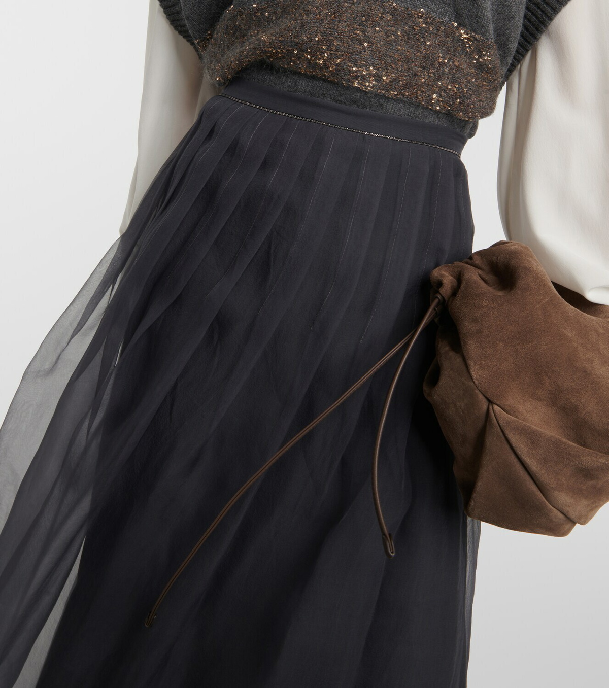 Brunello Cucinelli Pleated silk chiffon maxi skirt