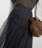 Brunello Cucinelli Pleated silk chiffon maxi skirt