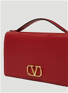 Logo Chain Handbag in Red