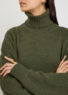 Another Tomorrow Turtle-neck Cashmere and Wool-blend Jumper Dark Green