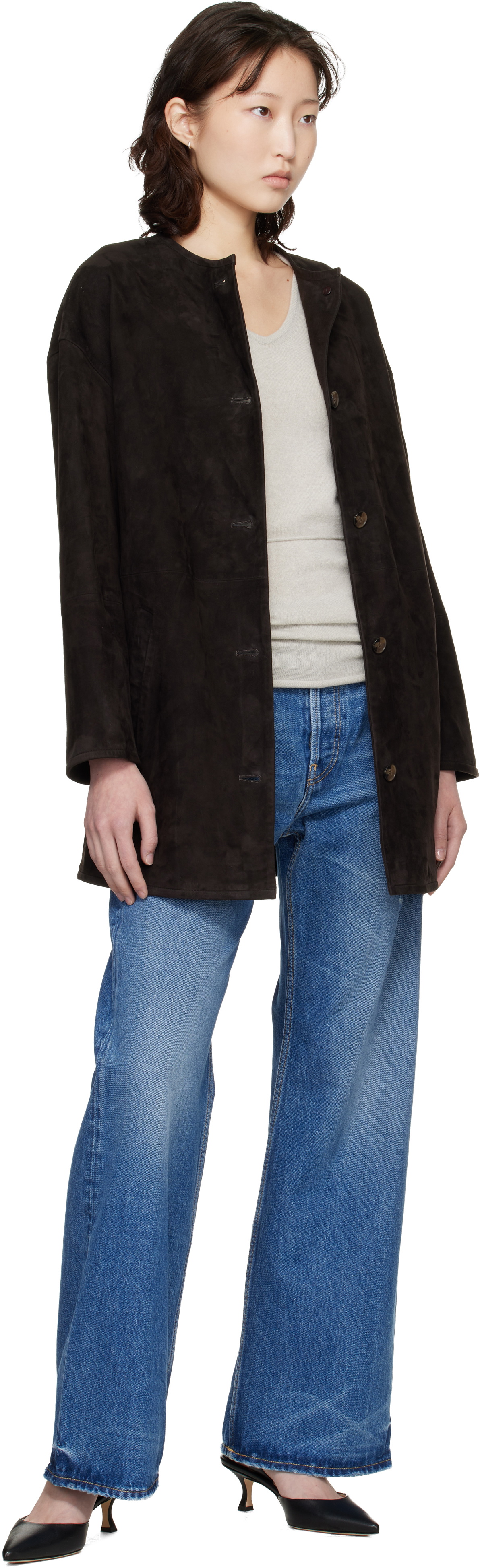 Loulou de Saison Brown Waren Oval Suede Coat