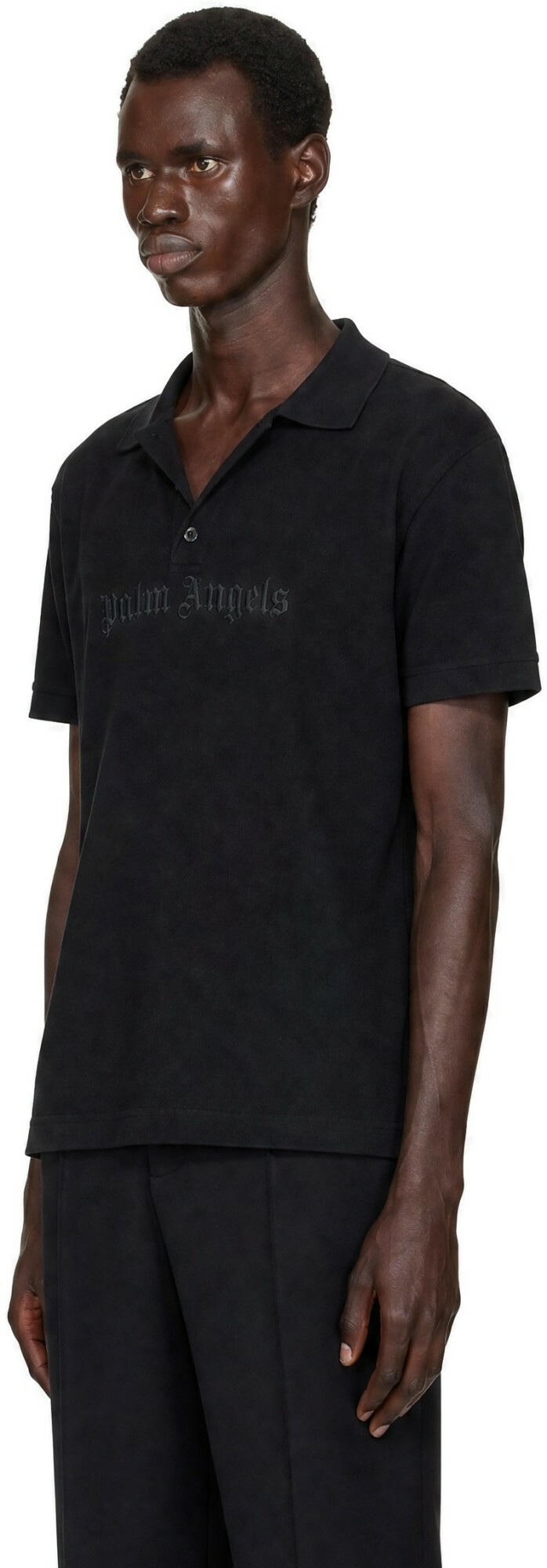 Palm Angels Black Logo Spray Regular Polo